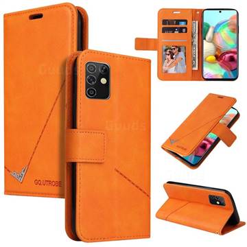 GQ.UTROBE Right Angle Silver Pendant Leather Wallet Phone Case for Samsung Galaxy A81 - Orange