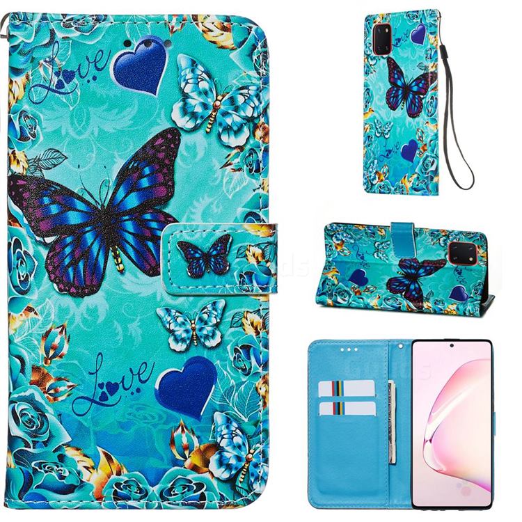 Love Butterfly Matte Leather Wallet Phone Case for Samsung Galaxy A81
