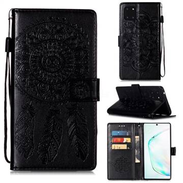 Embossing Dream Catcher Mandala Flower Leather Wallet Case for Samsung Galaxy A81 - Black