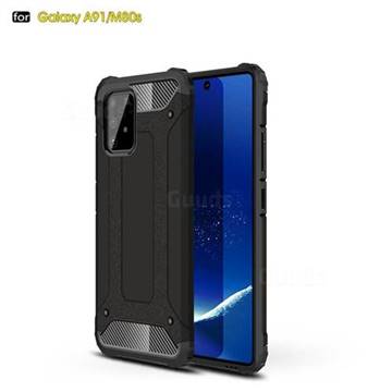 King Kong Armor Premium Shockproof Dual Layer Rugged Hard Cover for Samsung Galaxy A91 - Black Gold
