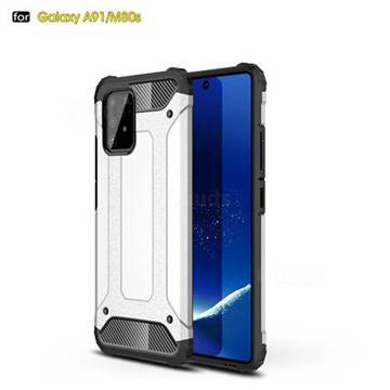 King Kong Armor Premium Shockproof Dual Layer Rugged Hard Cover for Samsung Galaxy A91 - White
