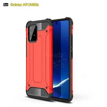 King Kong Armor Premium Shockproof Dual Layer Rugged Hard Cover for Samsung Galaxy A91 - Big Red
