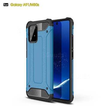 King Kong Armor Premium Shockproof Dual Layer Rugged Hard Cover for Samsung Galaxy A91 - Sky Blue