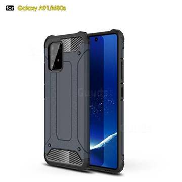 King Kong Armor Premium Shockproof Dual Layer Rugged Hard Cover for Samsung Galaxy A91 - Navy
