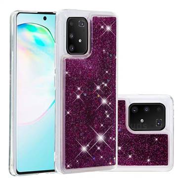 Dynamic Liquid Glitter Quicksand Sequins TPU Phone Case for Samsung Galaxy A91 - Purple