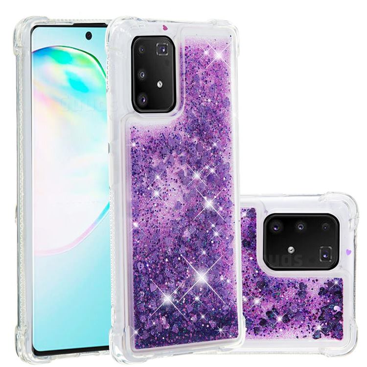 Dynamic Liquid Glitter Sand Quicksand Star TPU Case for Samsung Galaxy A91 - Purple