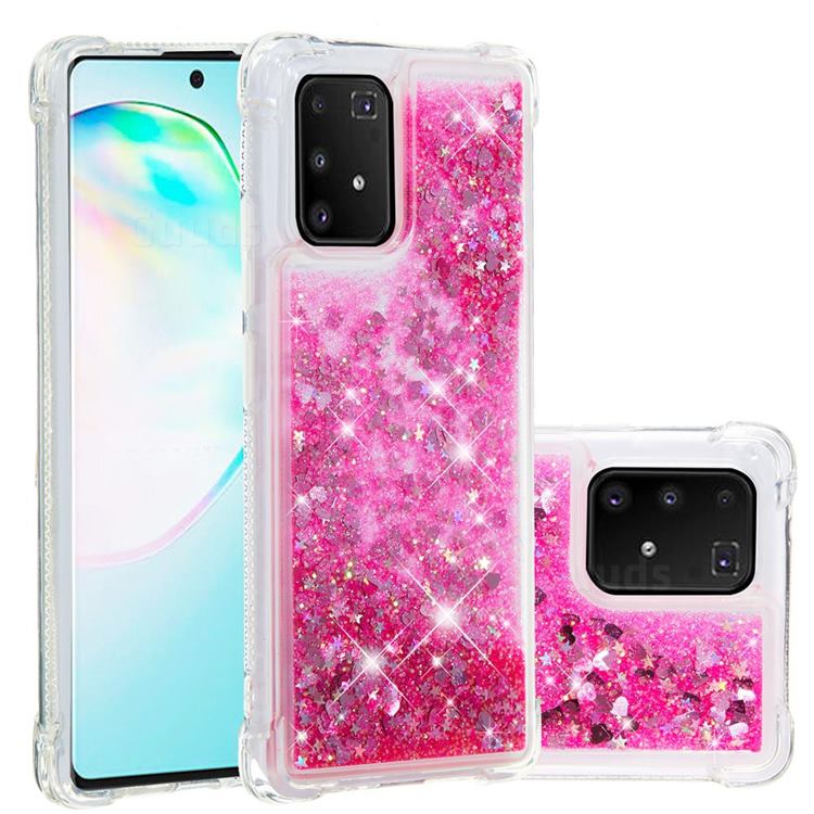 Dynamic Liquid Glitter Sand Quicksand TPU Case for Samsung Galaxy A91 - Pink Love Heart