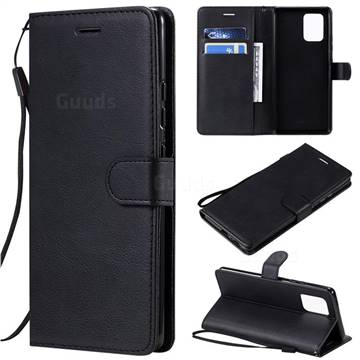 Retro Greek Classic Smooth PU Leather Wallet Phone Case for Samsung Galaxy A91 - Black
