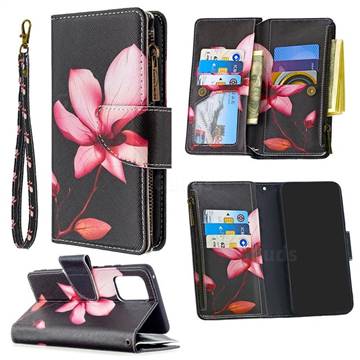 Lotus Flower Binfen Color BF03 Retro Zipper Leather Wallet Phone Case for Samsung Galaxy A91