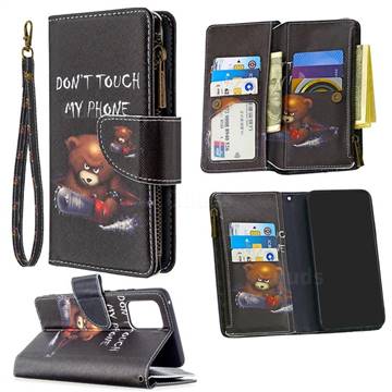 Chainsaw Bear Binfen Color BF03 Retro Zipper Leather Wallet Phone Case for Samsung Galaxy A91