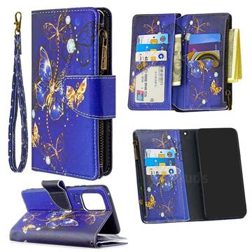 Purple Butterfly Binfen Color BF03 Retro Zipper Leather Wallet Phone Case for Samsung Galaxy A91