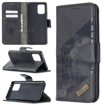 BinfenColor BF04 Color Block Stitching Crocodile Leather Case Cover for Samsung Galaxy A91 - Black