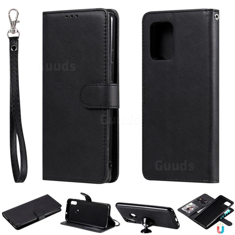 Retro Greek Detachable Magnetic PU Leather Wallet Phone Case for Samsung Galaxy A91 - Black