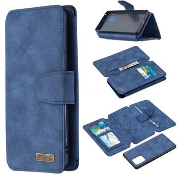 Binfen Color BF07 Frosted Zipper Bag Multifunction Leather Phone Wallet for Samsung Galaxy A91 - Blue