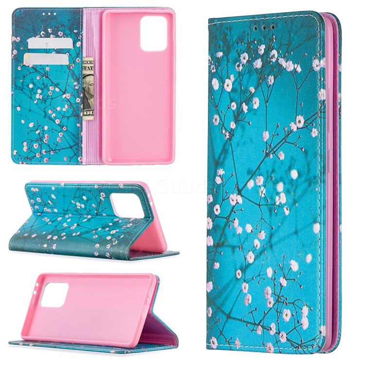 Plum Blossom Slim Magnetic Attraction Wallet Flip Cover for Samsung Galaxy A91