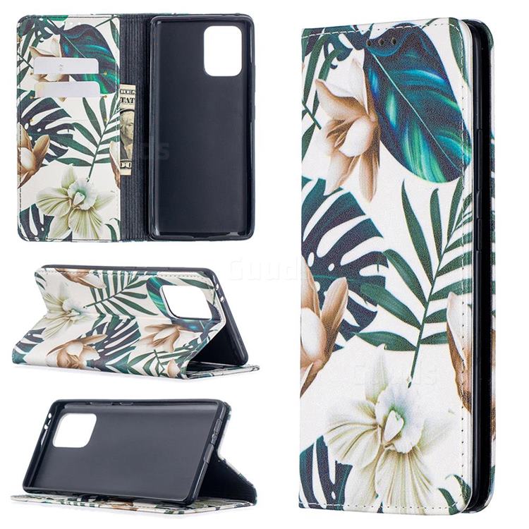 Flower Leaf Slim Magnetic Attraction Wallet Flip Cover for Samsung Galaxy A91