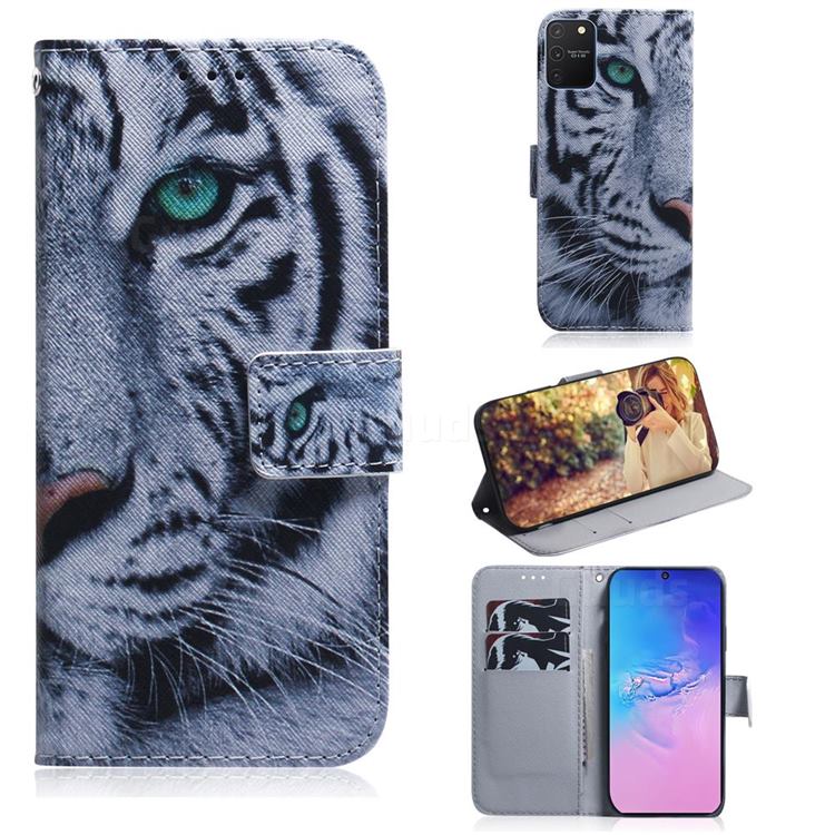 White Tiger PU Leather Wallet Case for Samsung Galaxy A91