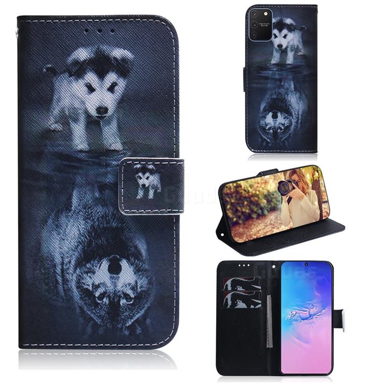Wolf and Dog PU Leather Wallet Case for Samsung Galaxy A91