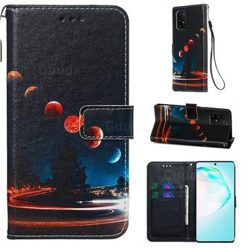 Wandering Earth Matte Leather Wallet Phone Case for Samsung Galaxy A91