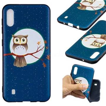 Moon and Owl 3D Embossed Relief Black Soft Back Cover for Samsung Galaxy M10
