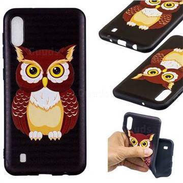 Big Owl 3D Embossed Relief Black Soft Back Cover for Samsung Galaxy M10