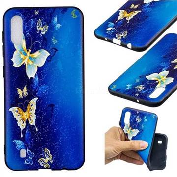 Golden Butterflies 3D Embossed Relief Black Soft Back Cover for Samsung Galaxy M10
