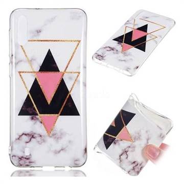 Inverted Triangle Black Soft TPU Marble Pattern Phone Case for Samsung Galaxy M10