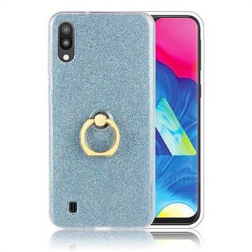 Luxury Soft TPU Glitter Back Ring Cover with 360 Rotate Finger Holder Buckle for Samsung Galaxy M10 - Blue