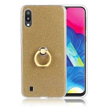 Luxury Soft TPU Glitter Back Ring Cover with 360 Rotate Finger Holder Buckle for Samsung Galaxy M10 - Golden