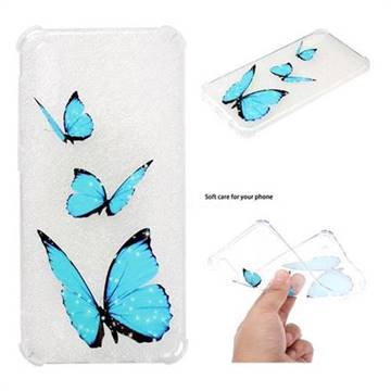 Blue butterfly Anti-fall Clear Varnish Soft TPU Back Cover for Samsung Galaxy M10