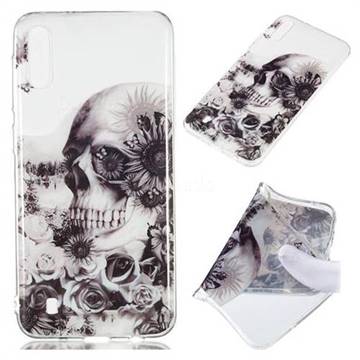 Black Flower Skull Super Clear Soft TPU Back Cover for Samsung Galaxy M10