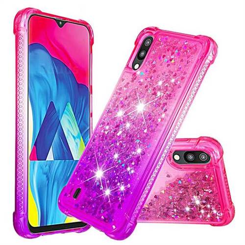 Rainbow Gradient Liquid Glitter Quicksand Sequins Phone Case for Samsung Galaxy M10 - Pink Purple