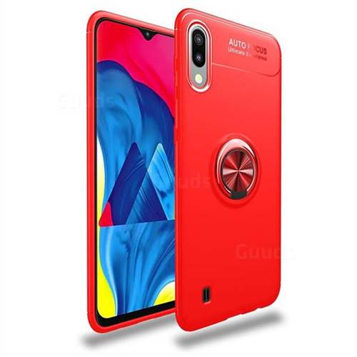 Auto Focus Invisible Ring Holder Soft Phone Case for Samsung Galaxy M10 - Red