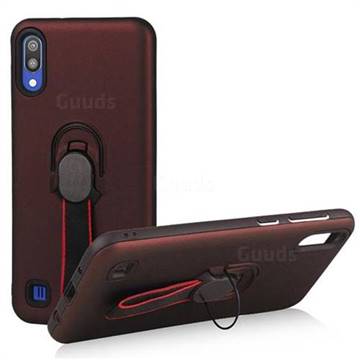 Raytheon Multi-function Ribbon Stand Back Cover for Samsung Galaxy M10 - Wine Red
