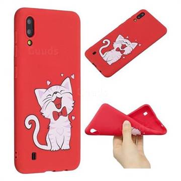Happy Bow Cat Anti-fall Frosted Relief Soft TPU Back Cover for Samsung Galaxy M10