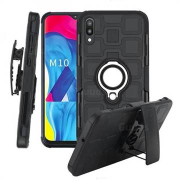 3 in 1 PC + Silicone Leather Phone Case for Samsung Galaxy M10 - Black