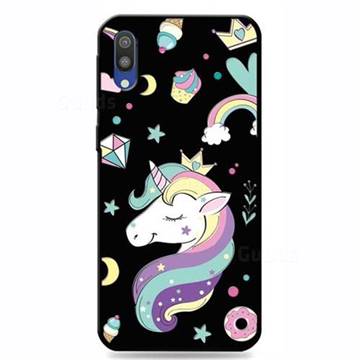 Candy Unicorn 3D Embossed Relief Black TPU Cell Phone Back Cover for Samsung Galaxy M10