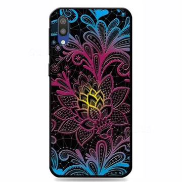 Colorful Lace 3D Embossed Relief Black TPU Cell Phone Back Cover for Samsung Galaxy M10