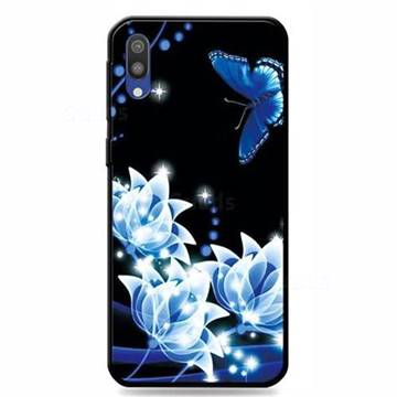 Blue Butterfly 3D Embossed Relief Black TPU Cell Phone Back Cover for Samsung Galaxy M10