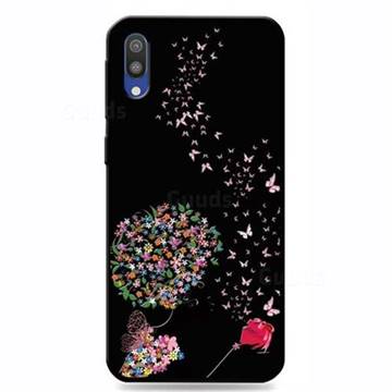 Corolla Girl 3D Embossed Relief Black TPU Cell Phone Back Cover for Samsung Galaxy M10