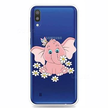 Tiny Pink Elephant Clear Varnish Soft Phone Back Cover for Samsung Galaxy M10