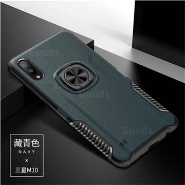 Knight Armor Anti Drop PC + Silicone Invisible Ring Holder Phone Cover for Samsung Galaxy M10 - Navy