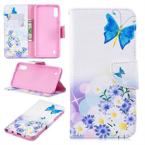 Butterflies Flowers Leather Wallet Case for Samsung Galaxy M10