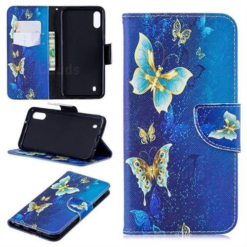 Golden Butterflies Leather Wallet Case for Samsung Galaxy M10