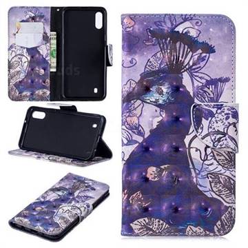 Purple Peacock 3D Painted Leather Wallet Phone Case for Samsung Galaxy M10