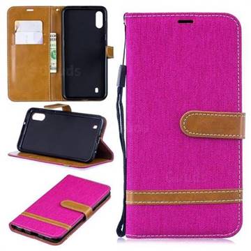 Jeans Cowboy Denim Leather Wallet Case for Samsung Galaxy M10 - Rose