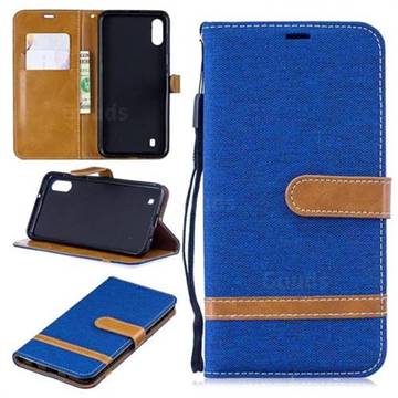 Jeans Cowboy Denim Leather Wallet Case for Samsung Galaxy M10 - Sapphire