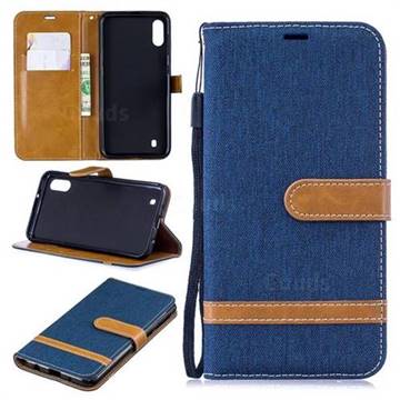 Jeans Cowboy Denim Leather Wallet Case for Samsung Galaxy M10 - Dark Blue