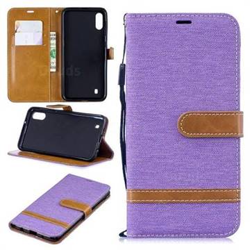 Jeans Cowboy Denim Leather Wallet Case for Samsung Galaxy M10 - Purple