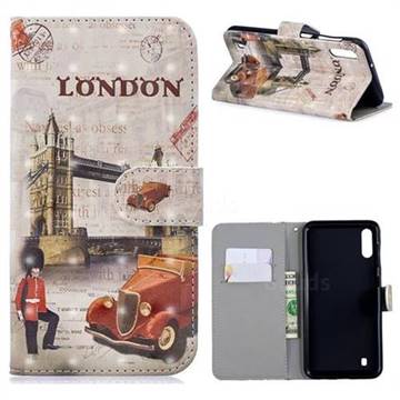 Retro London 3D Painted Leather Phone Wallet Case for Samsung Galaxy M10